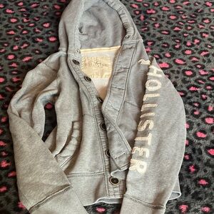 Vintage Hollister Heather Gray Button-Up Hoodie